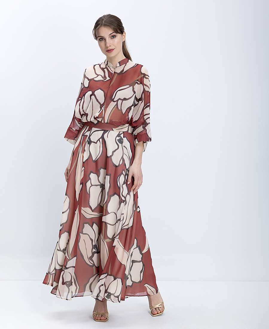 Diana D Γυναικεία Maxi Φούστα Floral Με Ασύμμετρο Τελείωμα Regular Fit φωτογραφία