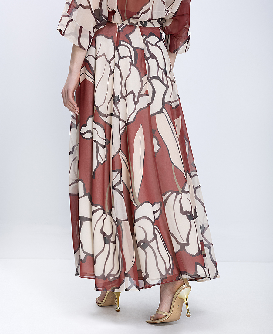 Diana D Γυναικεία Maxi Φούστα Floral Με Ασύμμετρο Τελείωμα Regular Fit φωτογραφία