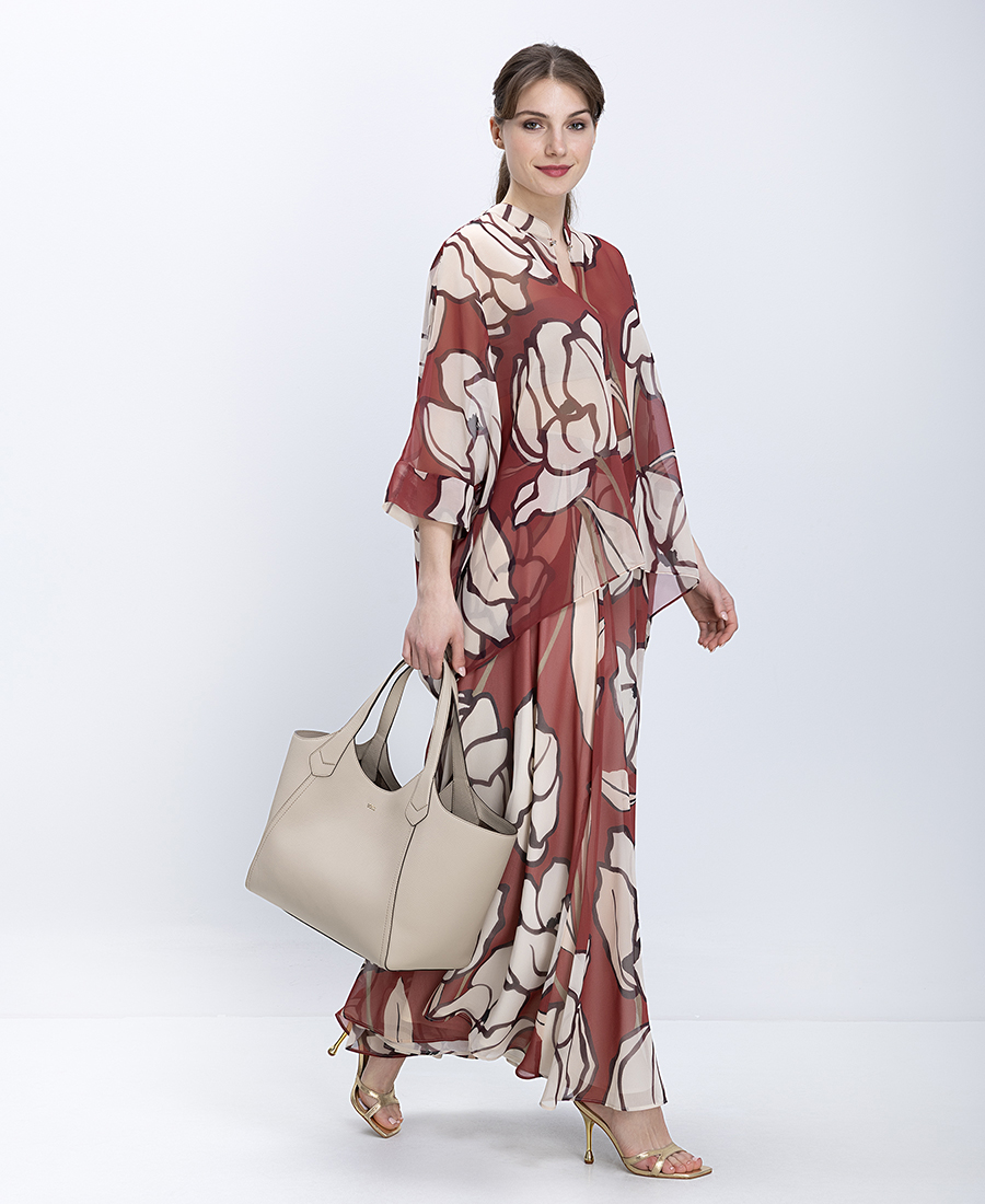 Diana D Γυναικεία Maxi Φούστα Floral Με Ασύμμετρο Τελείωμα Regular Fit φωτογραφία