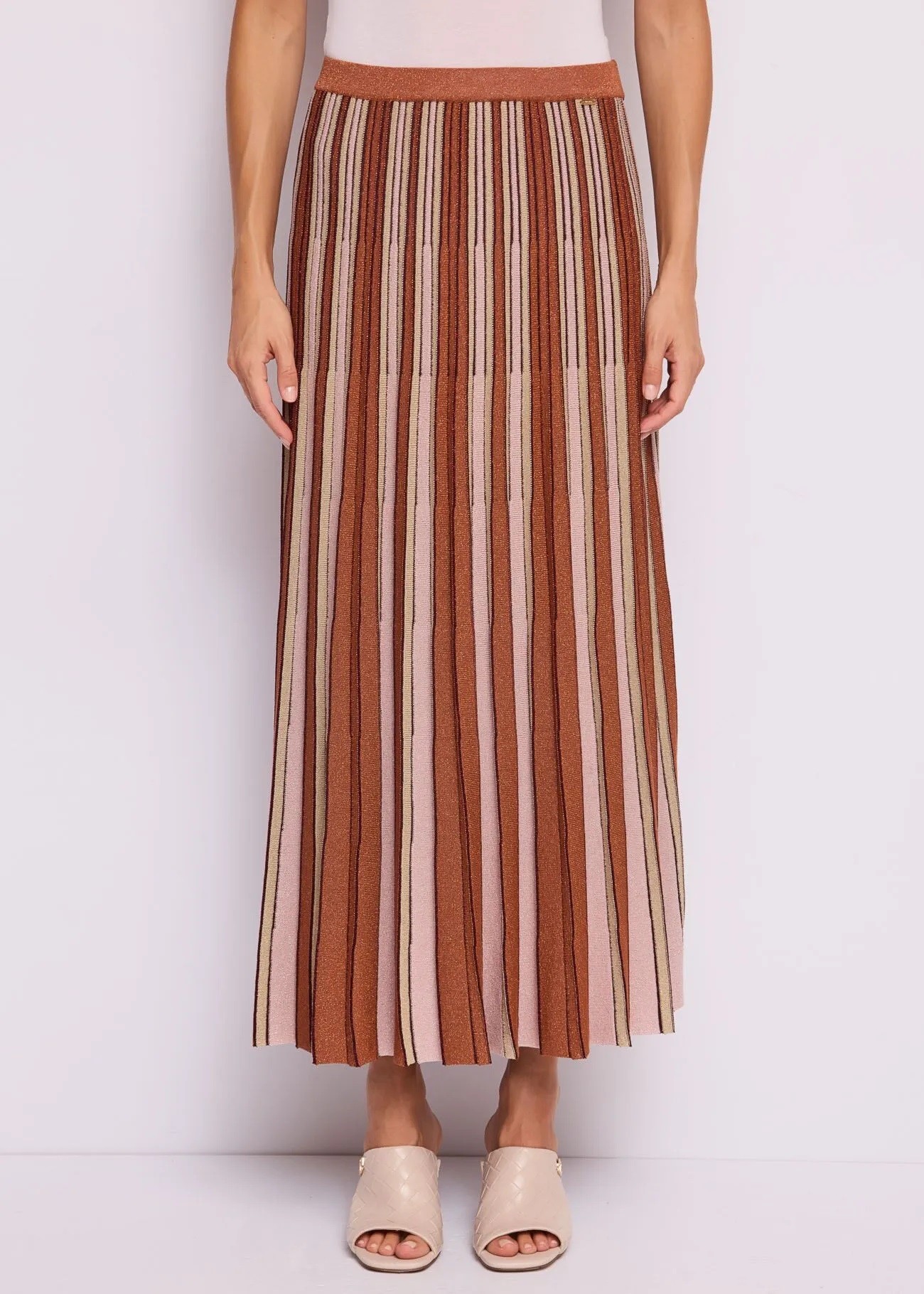 Gaudi Γυναικεία Φούστα Maxi Πλισέ Με Lurex Νήμα Και Ριγέ Σχέδιο