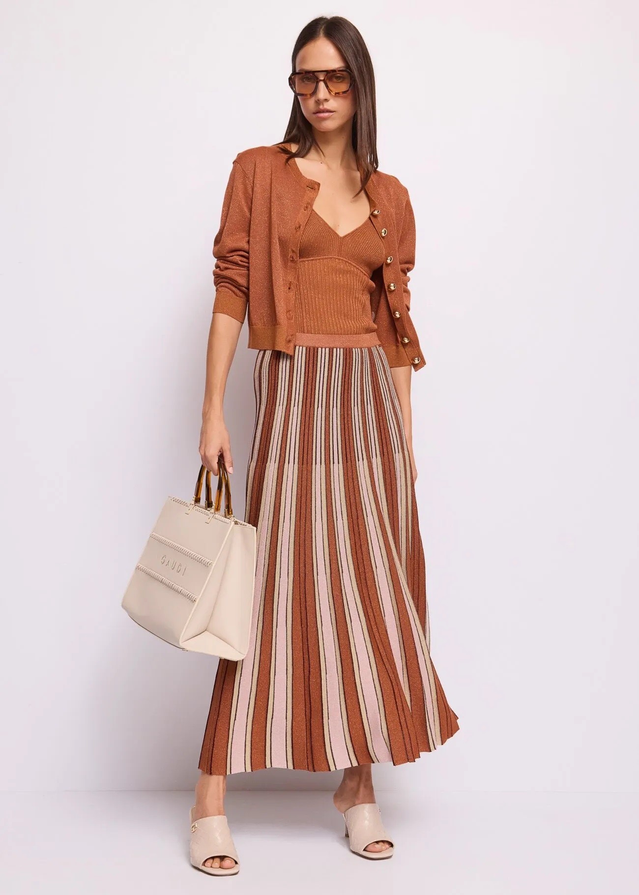 Gaudi Γυναικεία Φούστα Maxi Πλισέ Με Lurex Νήμα Και Ριγέ Σχέδιο φωτογραφία