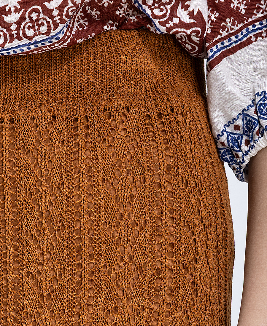 La Fee Maraboutee Γυναικεία Φούστα Midi Πλεκτή Με Διάτρητο Σχέδιο φωτογραφία