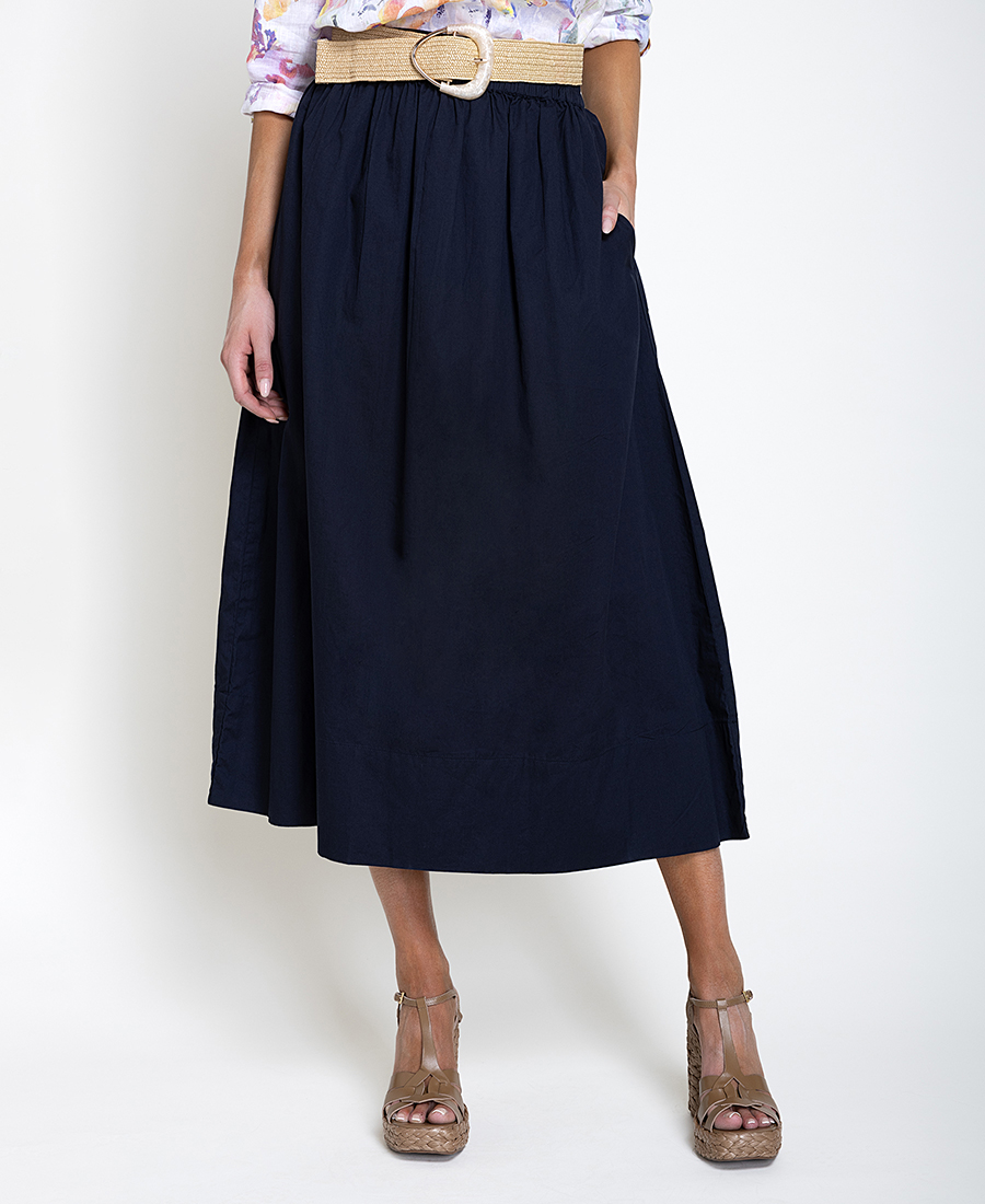 The Fashion People Γυναικεία Midi Φούστα Μονόχρωμη Από Οργανικό Βαμβάκι Για Casual Chic Εμφανίσεις