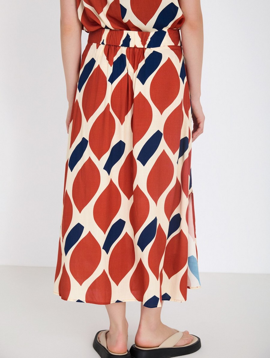 Skatie Γυναικεία Φούστα Midi Με Ρετρό Print Flared Fit φωτογραφία
