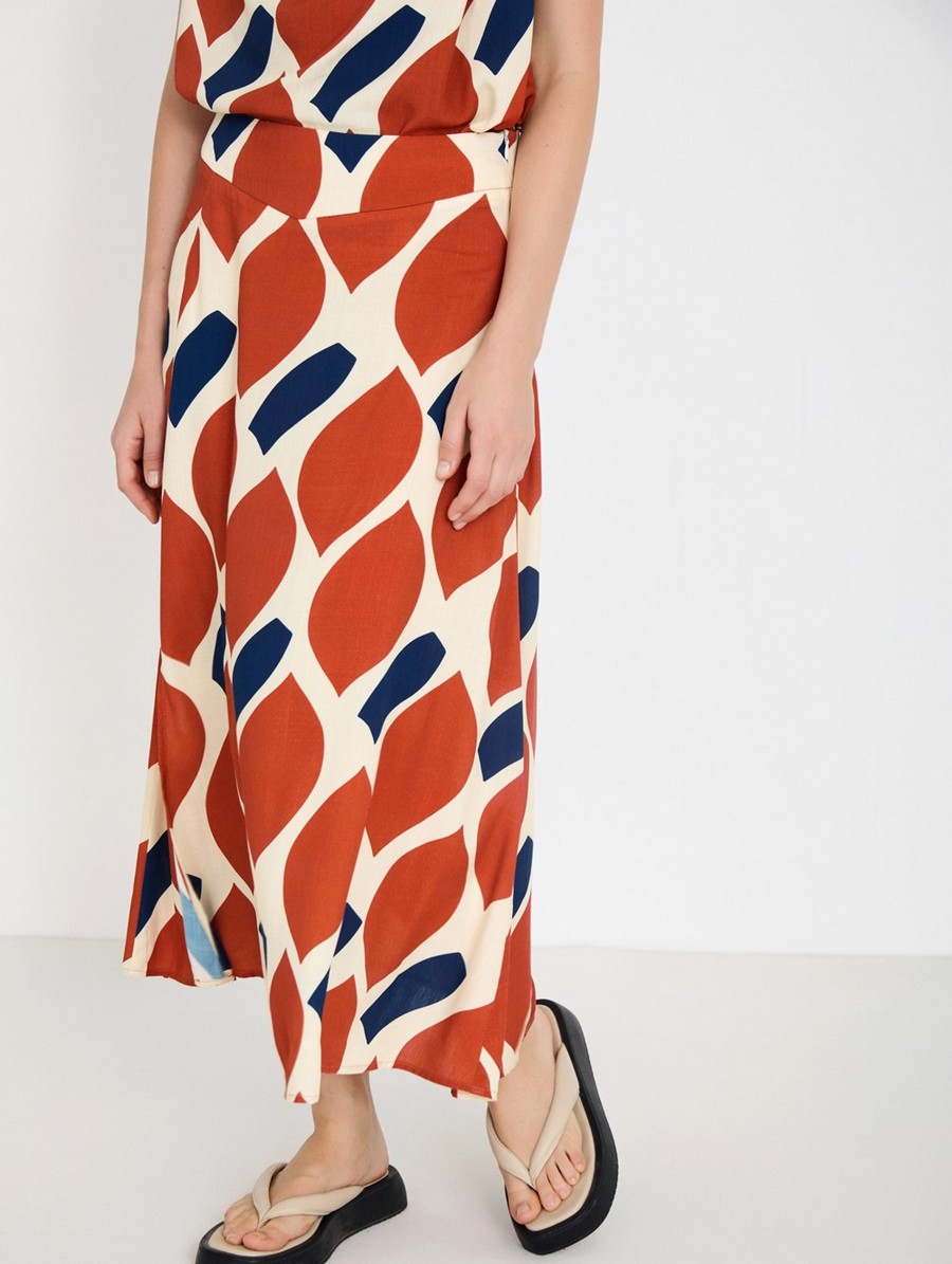 Skatie Γυναικεία Φούστα Midi Με Ρετρό Print Flared Fit φωτογραφία
