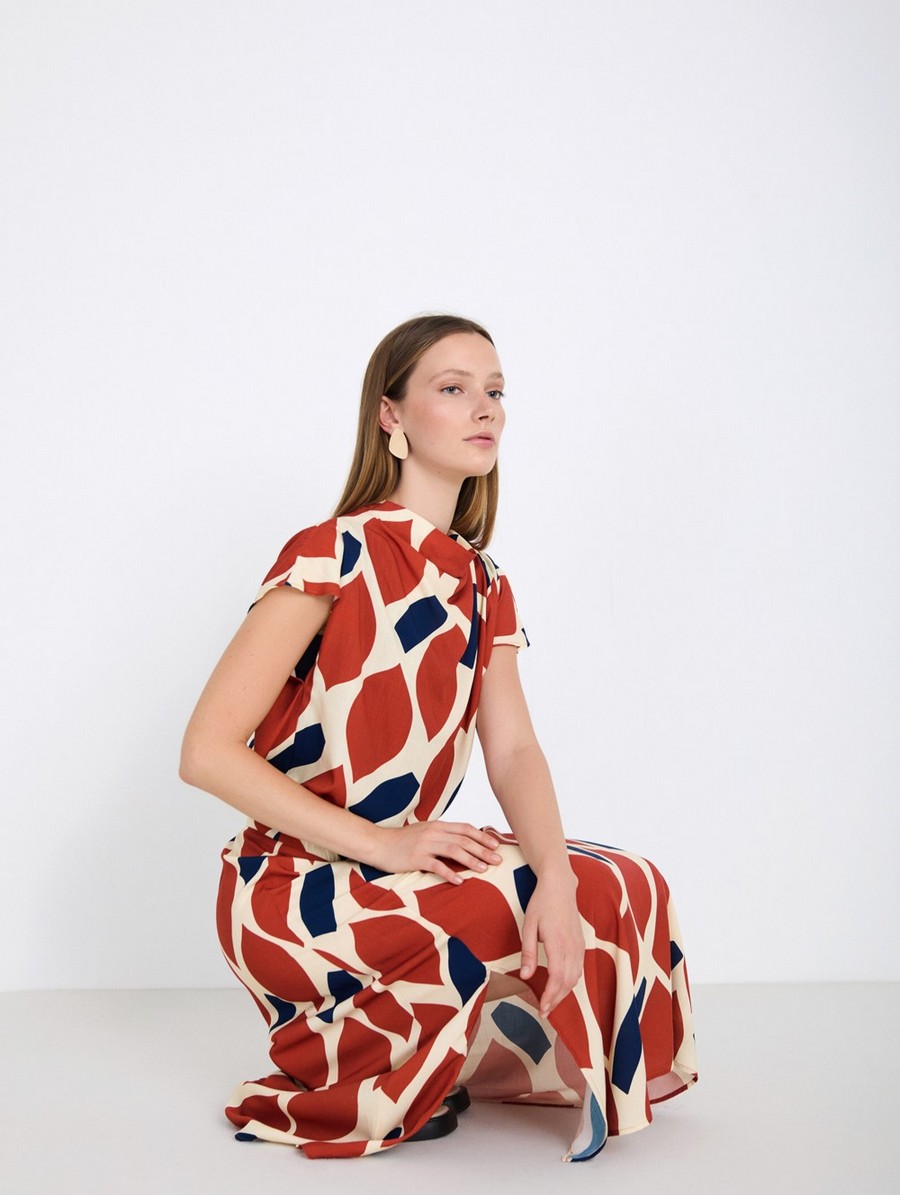 Skatie Γυναικεία Φούστα Midi Με Ρετρό Print Flared Fit φωτογραφία
