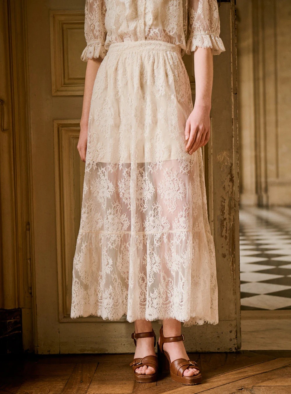 Petite Mendigote Γυναικεία Maxi Φούστα Με Δαντέλα Και Layered Σχέδιο