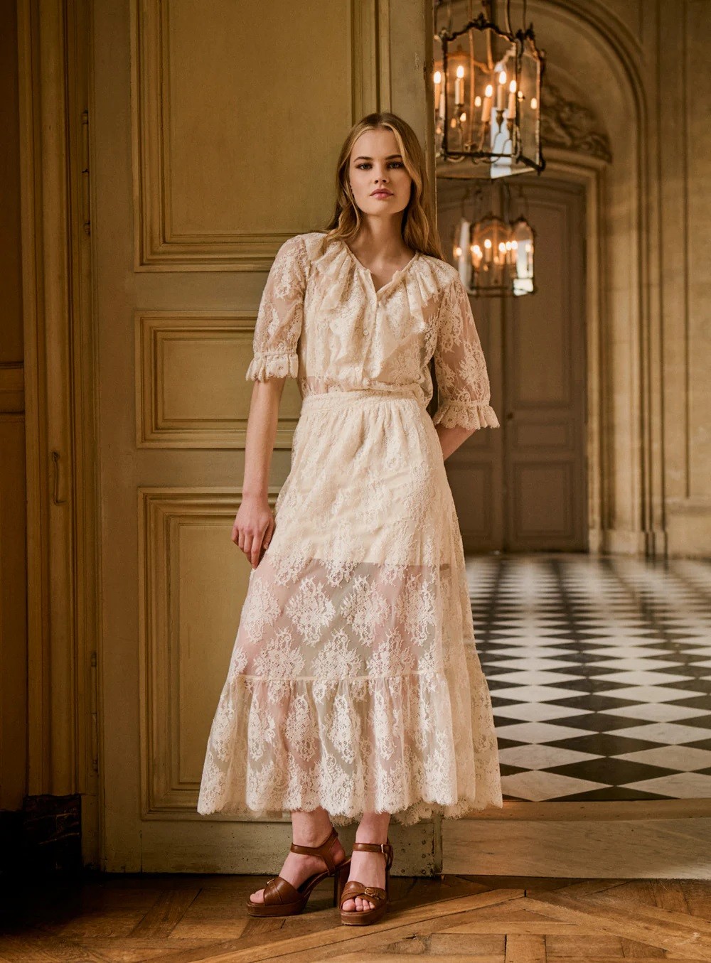 Petite Mendigote Γυναικεία Maxi Φούστα Με Δαντέλα Και Layered Σχέδιο φωτογραφία