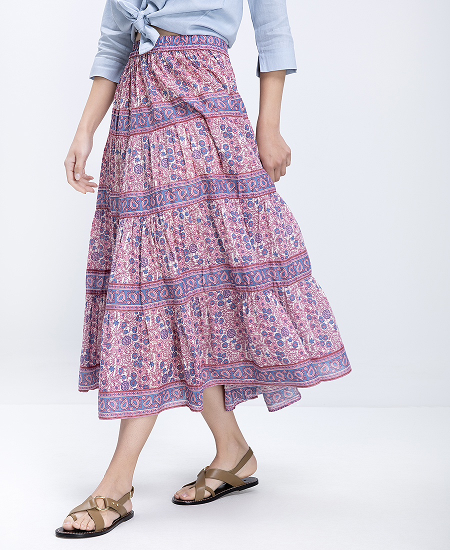 Petite Mendigote Paris Petite Mendigote Paris Γυναικεία Φούστα Maxi Βαμβακερή Με Boho Print