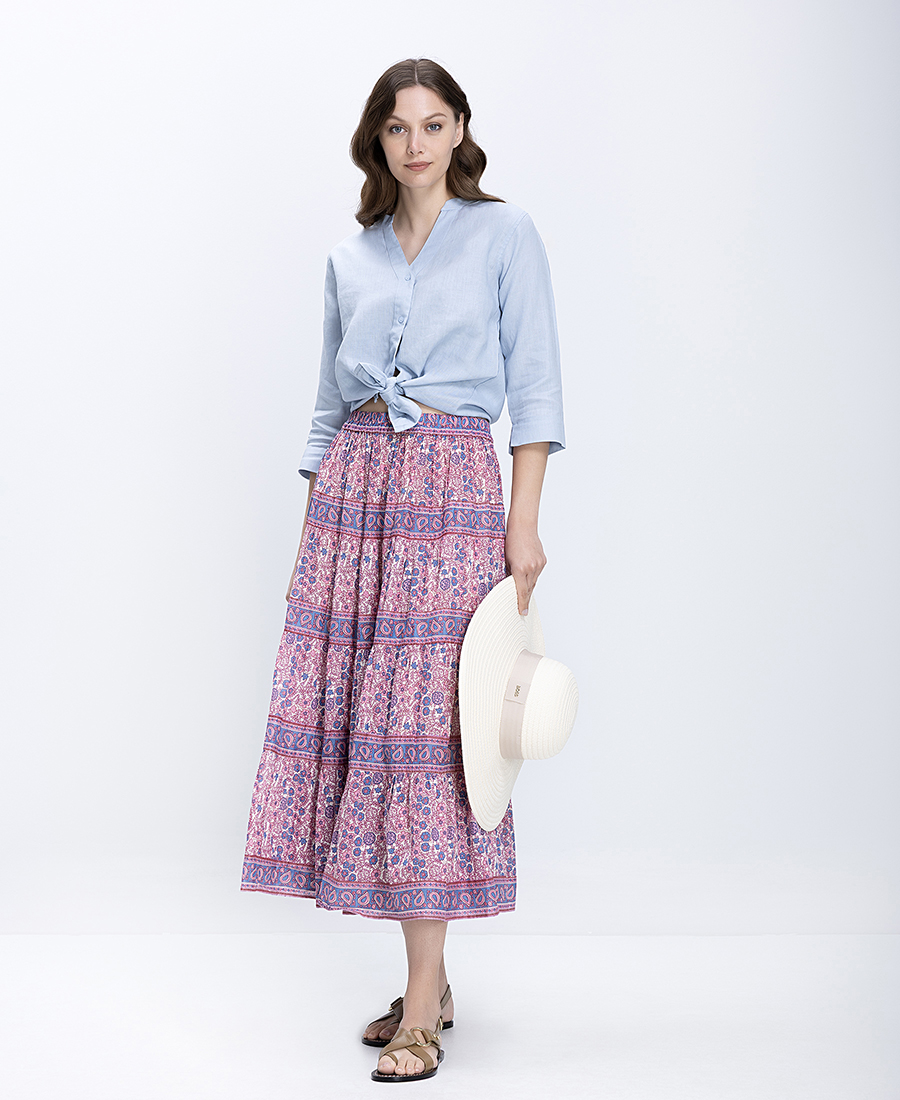Petite Mendigote Paris Γυναικεία Φούστα Maxi Βαμβακερή Με Boho Print φωτογραφία