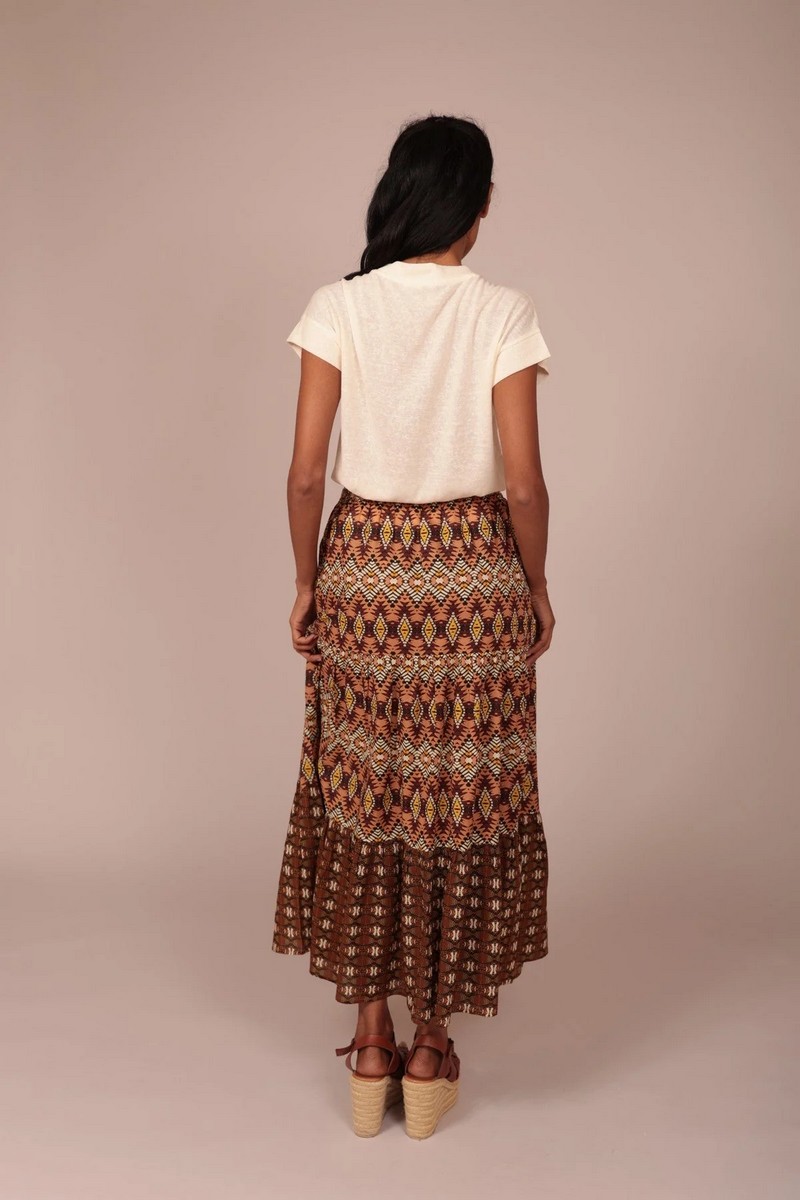 Luna Llena Γυναικεία Maxi Φούστα Boho Με Γεωμετρικό Ethnic Print Και Λάστιχο Στη Μέση φωτογραφία