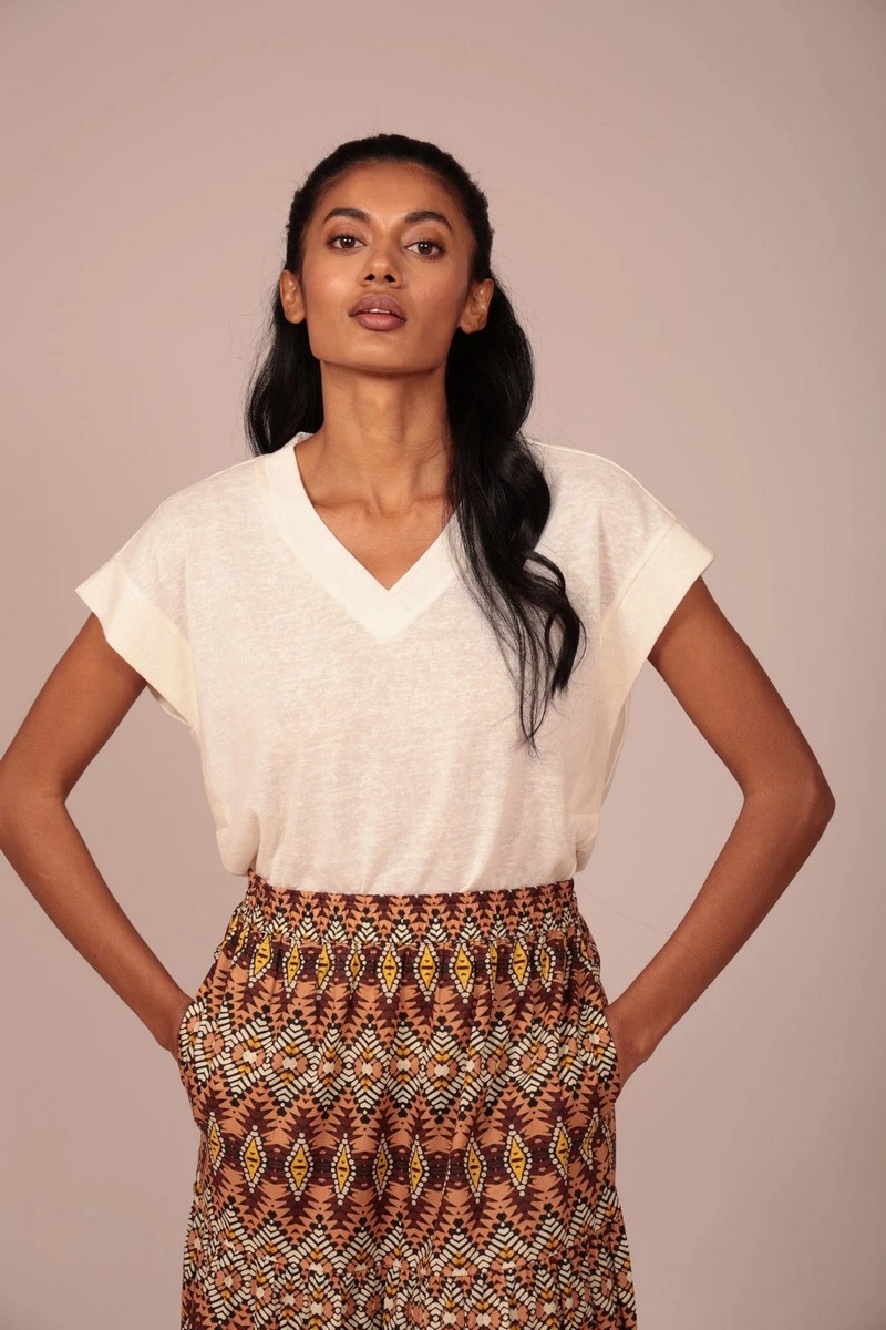 Luna Llena Γυναικεία Maxi Φούστα Boho Με Γεωμετρικό Ethnic Print Και Λάστιχο Στη Μέση φωτογραφία