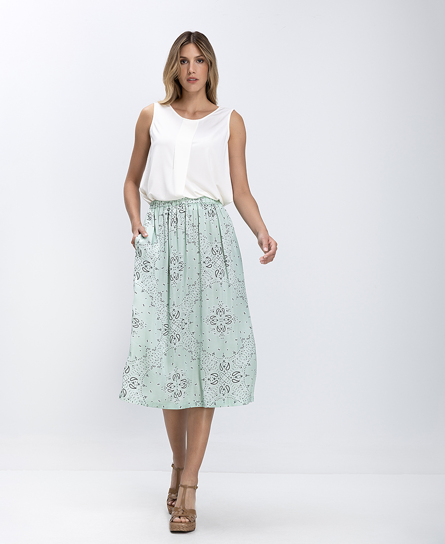 Berenice Γυναικεία Midi Φούστα Με Λάστιχο Στη Μέση Και Paisley Μοτίβο