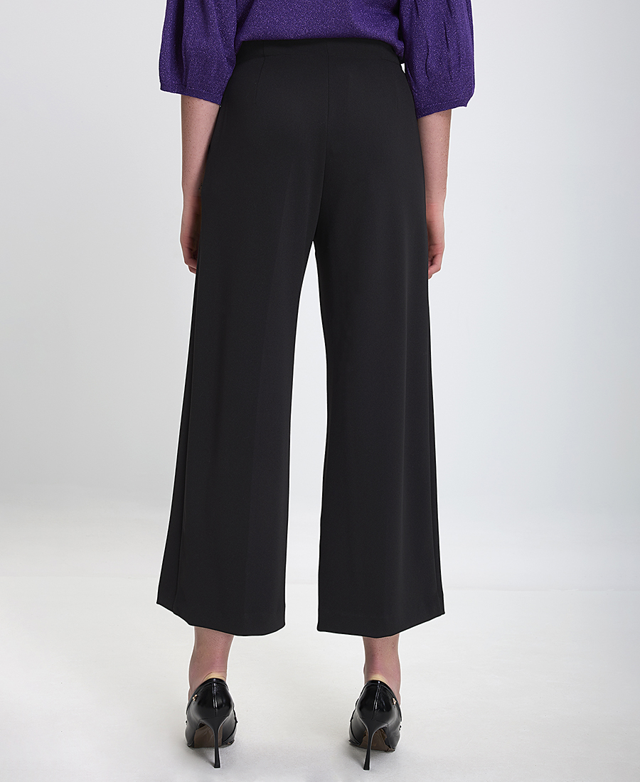 Diana D Γυναικείο Cropped Παντελόνι Wide Leg σε Μαύρο - 3