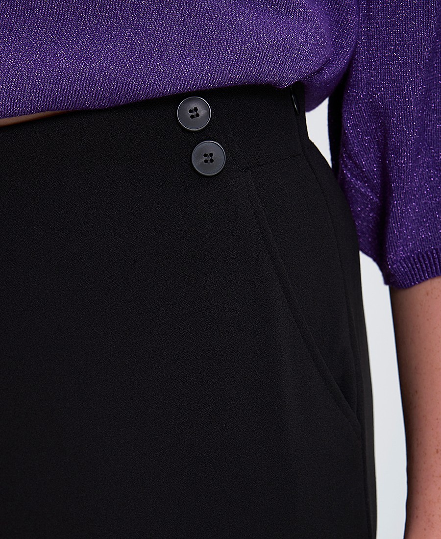 Diana D Γυναικείο Cropped Παντελόνι Wide Leg σε Μαύρο - 4