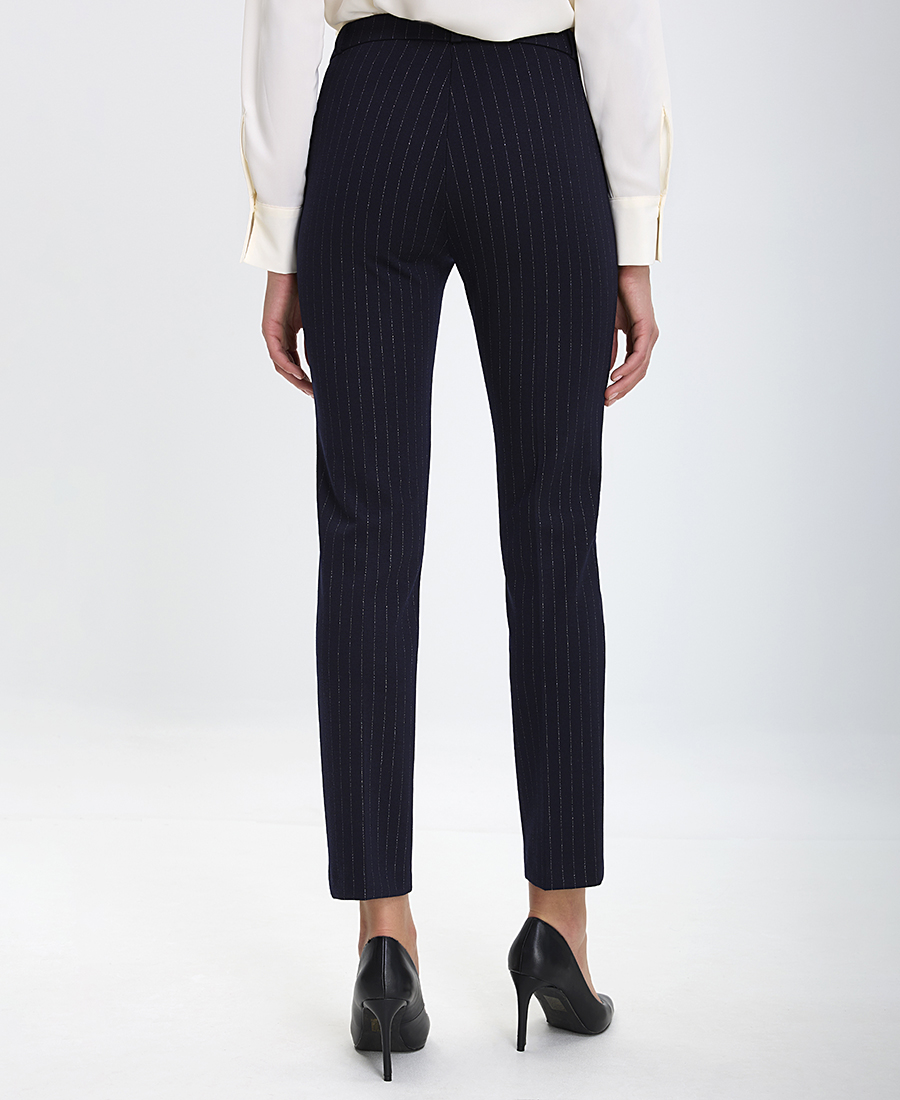 Laura Donini Γυναικείο Παντελόνι Slim Fit Ριγέ σε Μπλε - 3