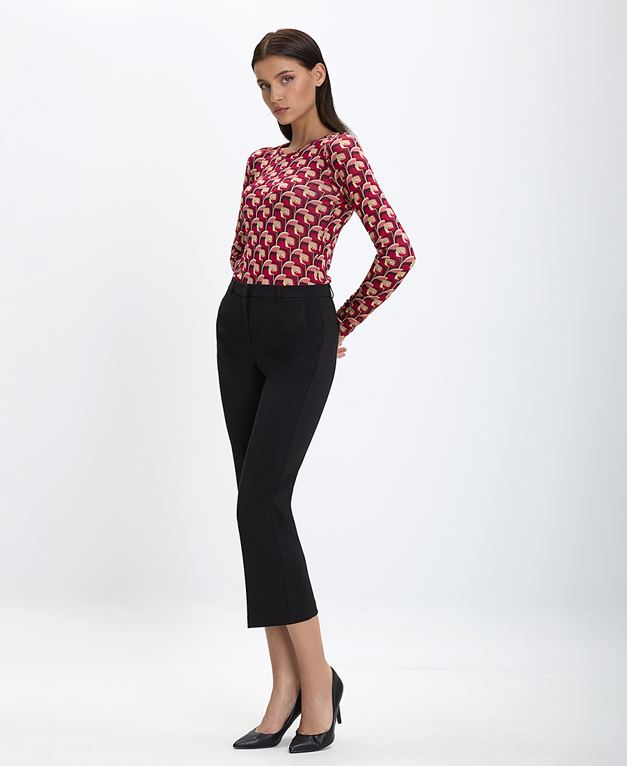 Γυναικείο Παντελόνι Κάπρι Μαύρο Κανονική Γραμμή φωτογραφία