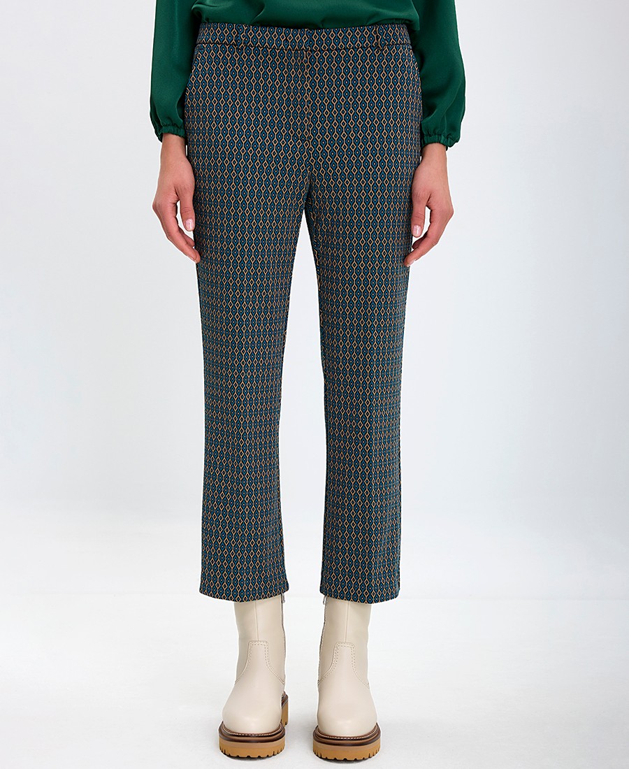 Γυναικείο Παντελόνι 7/8 με Γεωμετρικό Μοτίβο Slim Fit σε Εμπριμέ
