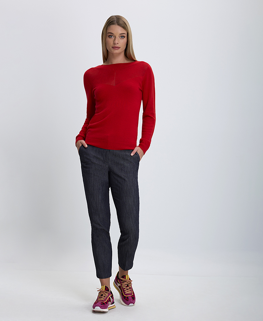 Γυναικείο Παντελόνι Cropped σε Στυλ Τζιν Straight Fit σε Μπλε φωτογραφία