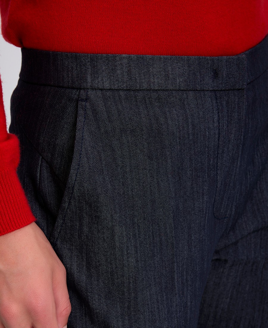 Γυναικείο Παντελόνι Cropped σε Στυλ Τζιν Straight Fit σε Μπλε φωτογραφία