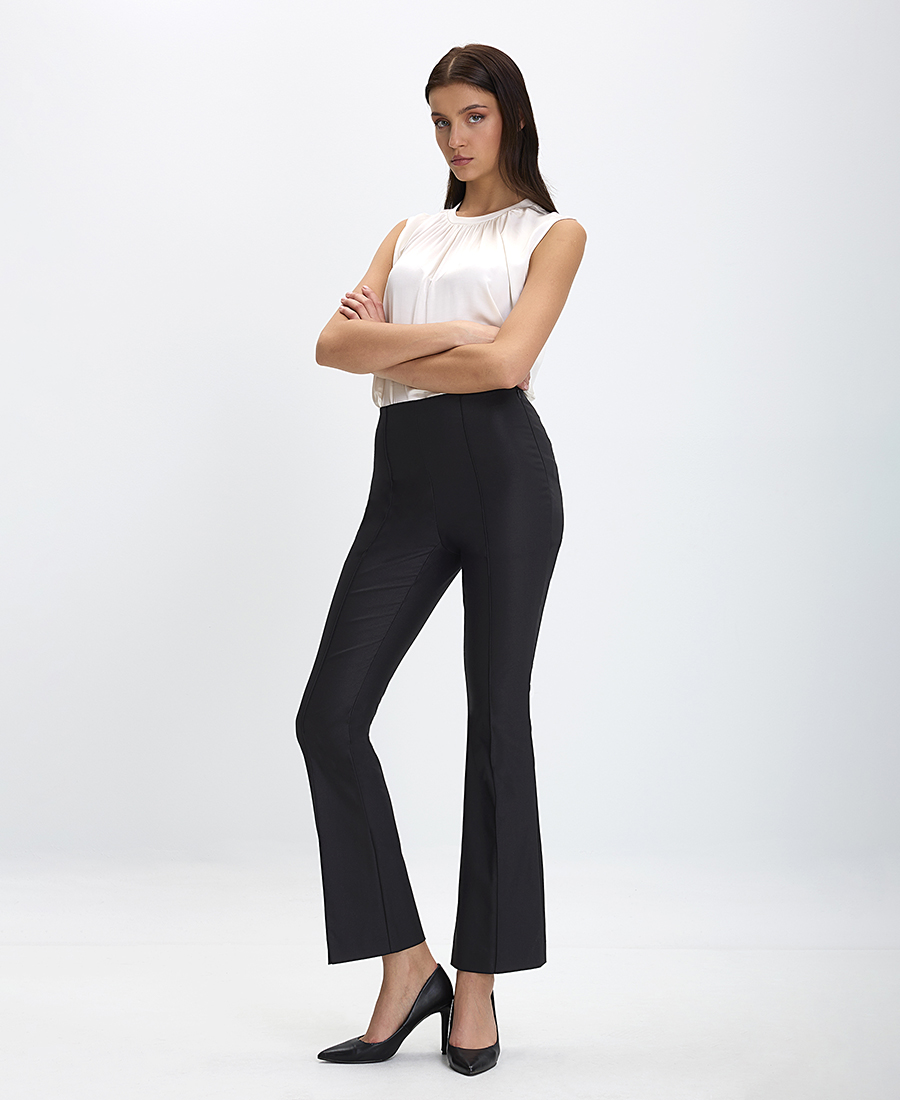 Boss Γυναικείο Παντελόνι Καμπάνα Regular Fit Μαύρο φωτογραφία