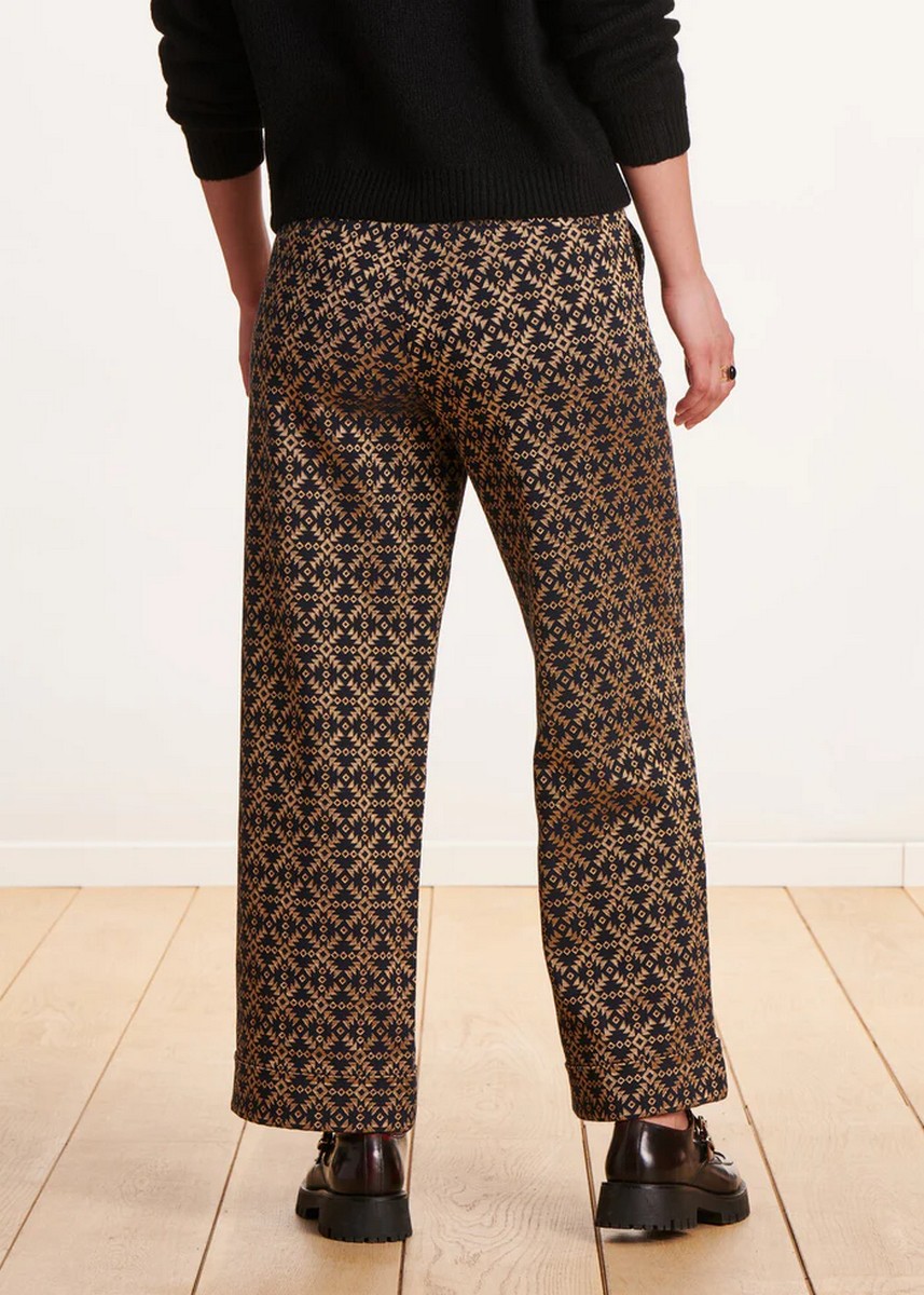 La Fee Maraboutee La Fee Maraboutee Γυναικείο Παντελόνι Ίσιο Jacquard 7/8 Βαμβάκι Μαύρο Χρυσό - 3