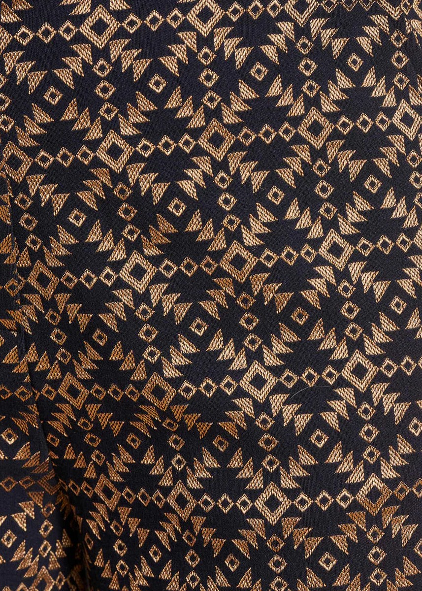 La Fee Maraboutee La Fee Maraboutee Γυναικείο Παντελόνι Ίσιο Jacquard 7/8 Βαμβάκι Μαύρο Χρυσό - 5
