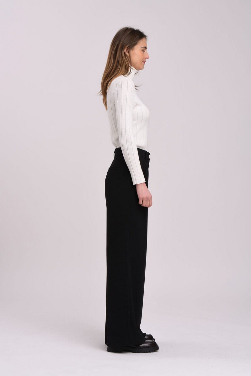 La Fee Maraboutee Γυναικείο Παντελόνι Wide Leg 74% Polyester 26% Recycled Polyester Μαύρο φωτογραφία