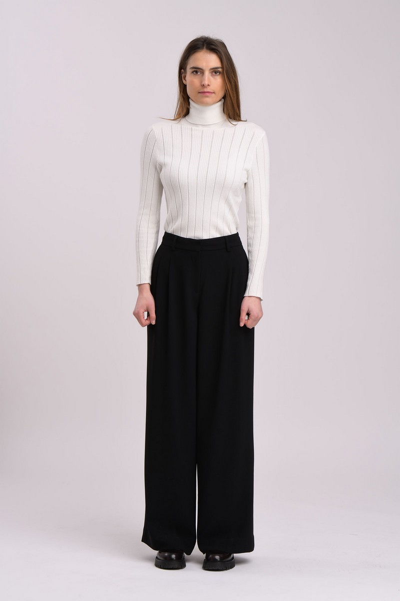 La Fee Maraboutee Γυναικείο Παντελόνι Wide Leg 74% Polyester 26% Recycled Polyester Μαύρο φωτογραφία