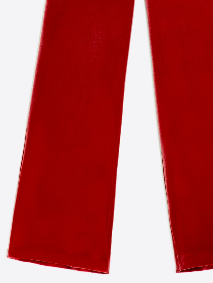 Vilagallo Γυναικεία Παντελόνα Regular Fit Κόκκινη Βελούδινη φωτογραφία