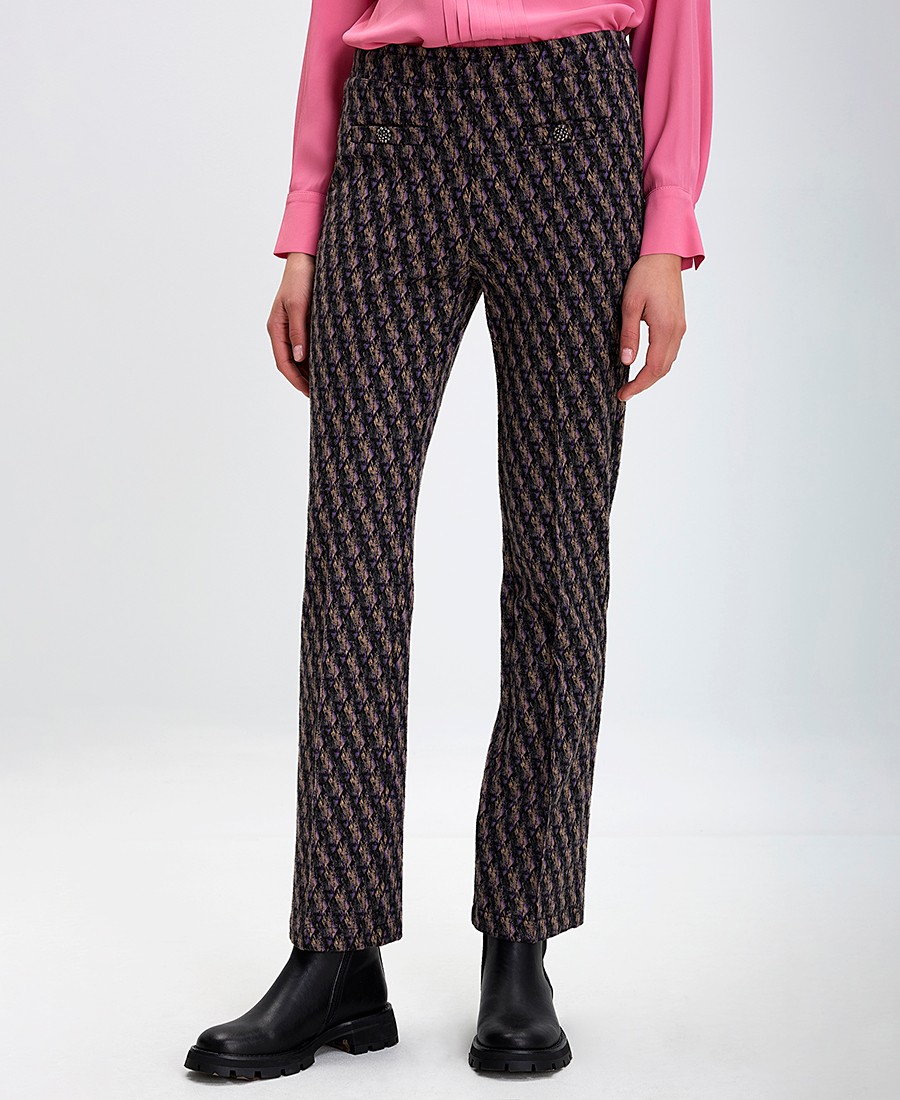 Γυναικείο Παντελόνι με Γεωμετρικό Μοτίβο Slim Fit σε Εμπριμέ