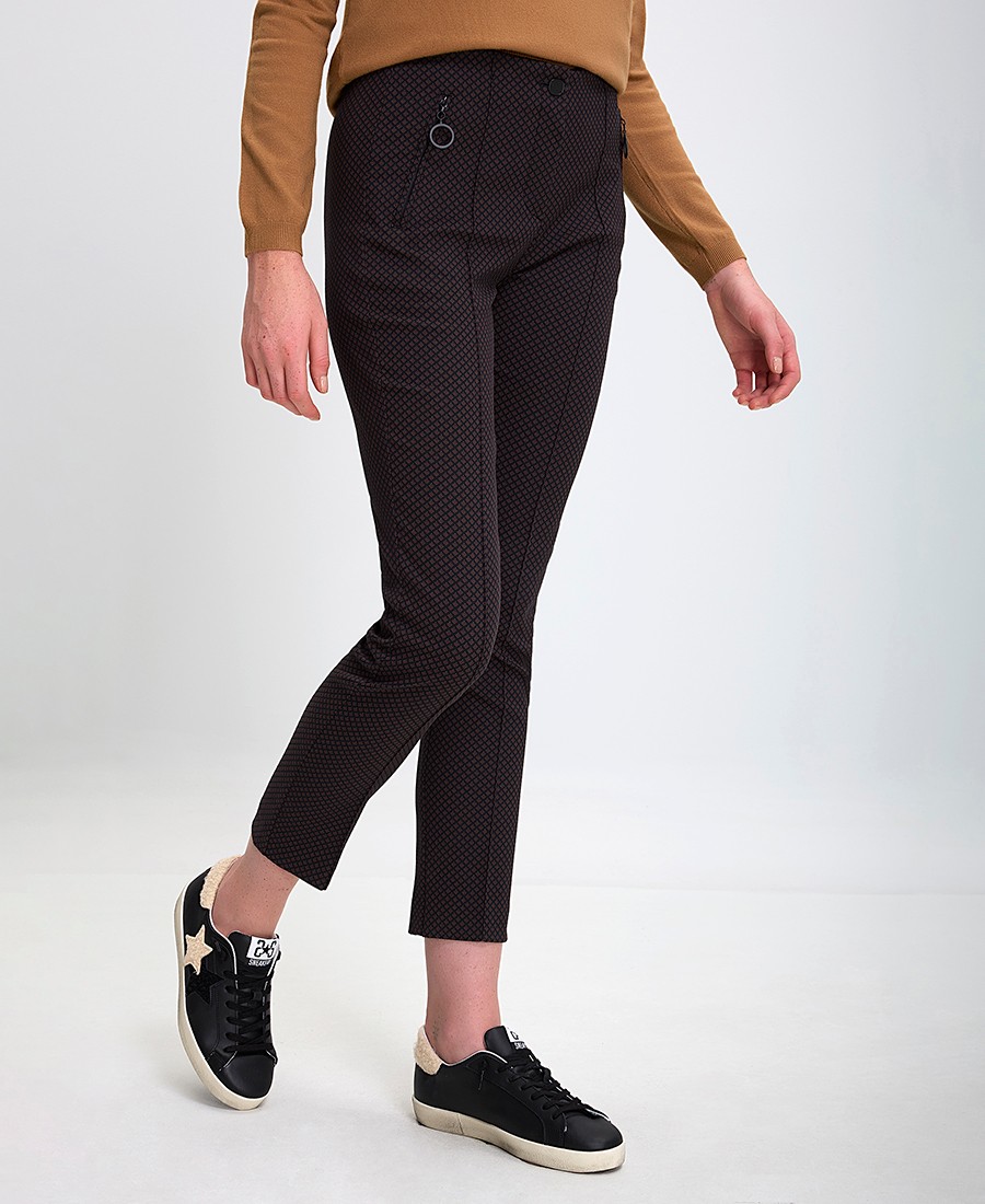 Mina Roo Γυναικείο Ελαστικό Παντελόνι Cropped με Γεωμετρικό Μοτίβο