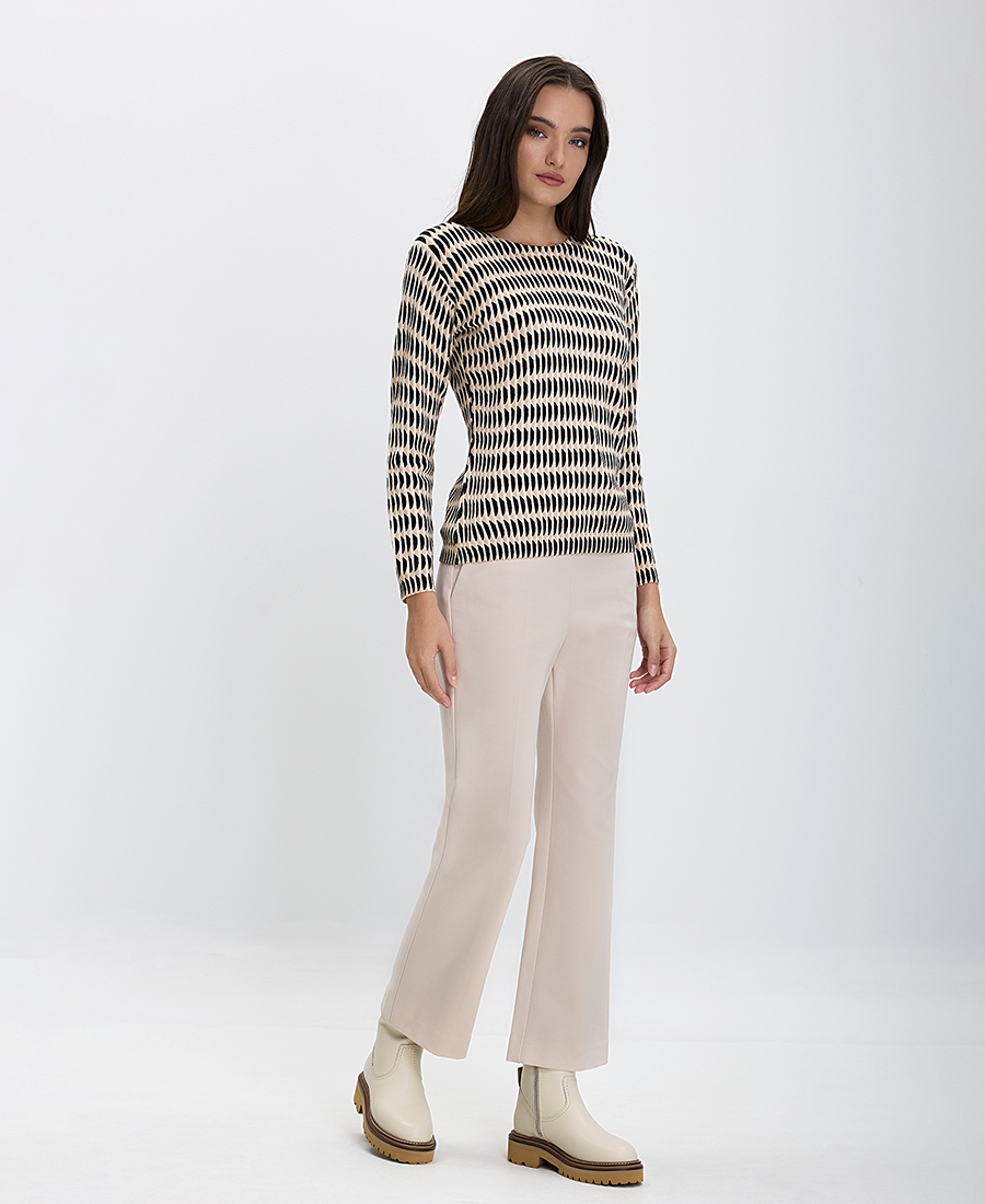 Maliparmi Γυναικείο Παντελόνι Cropped Wide Leg Fit Μπέζ φωτογραφία