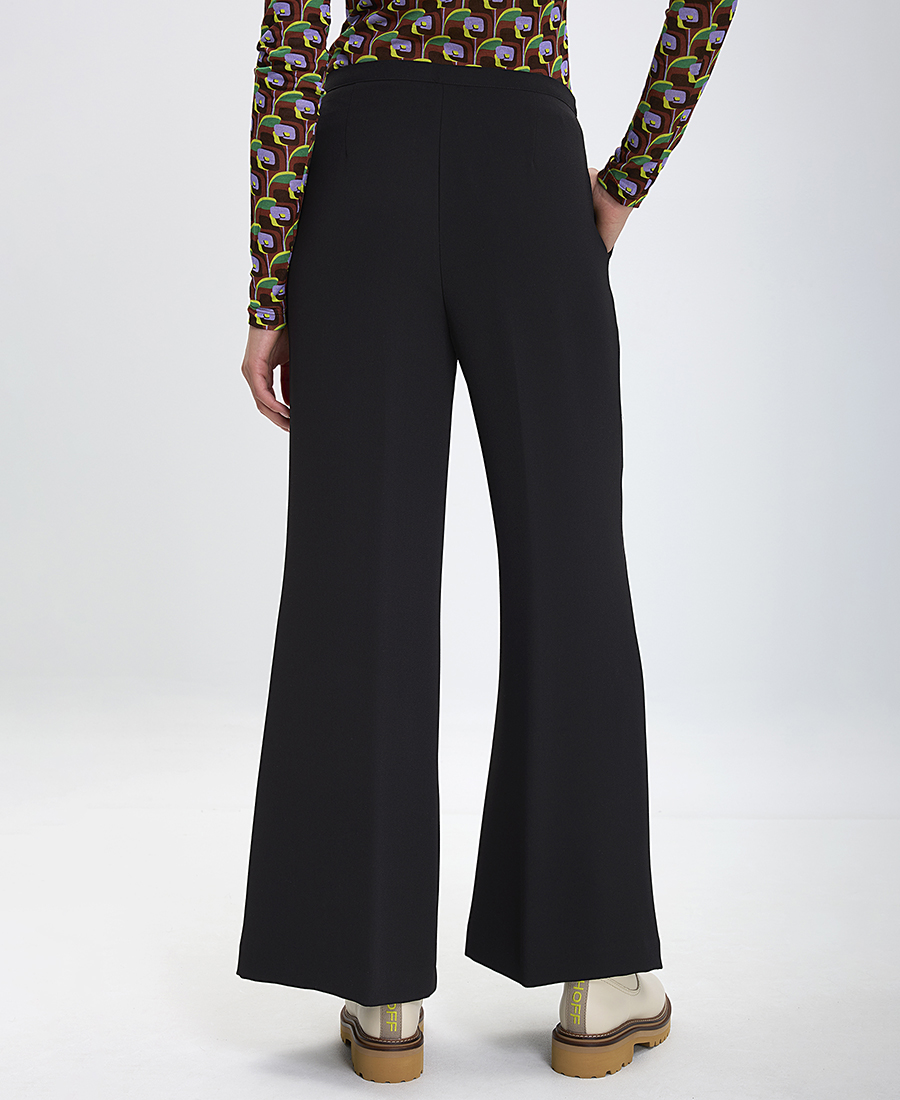 Γυναικείο Παντελόνι Palazzo με Τσέπες Regular Fit σε Μαύρο φωτογραφία