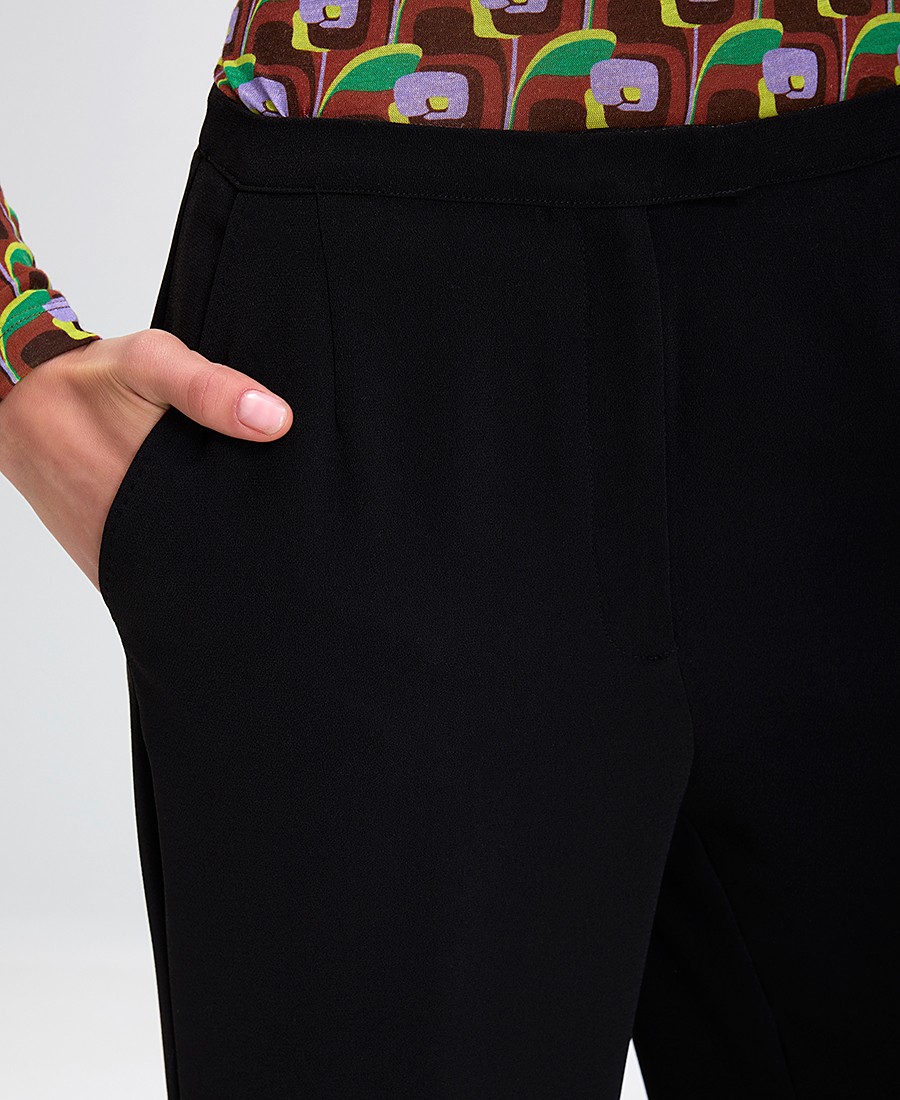 Γυναικείο Παντελόνι Palazzo με Τσέπες Regular Fit σε Μαύρο φωτογραφία