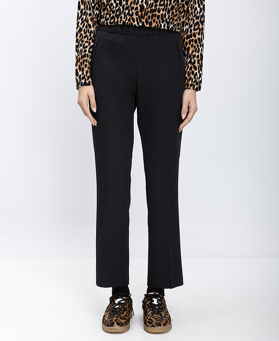 Γυναικείο Παντελόνι Slim Fit Με Ελαστική Μέση Και Φερμουάρ Στις Τσέπες