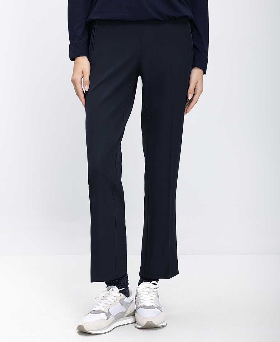 Γυναικείο Παντελόνι Slim Fit Με Ελαστική Μέση Και Φερμουάρ Στις Τσέπες