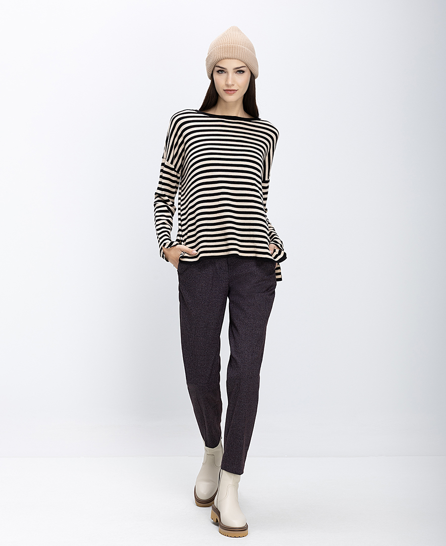 Γυναικείο Παντελόνι Slim Fit Σε Καρό Καφέ