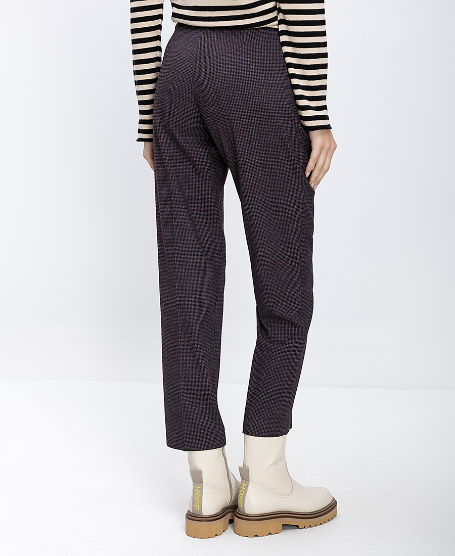 Donna Vita Γυναικείο Παντελόνι Slim Fit Σε Καρό Καφέ - 3