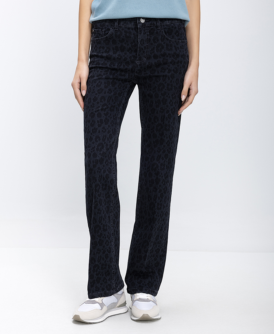 Donna Vita Γυναικείο Τζιν Παντελόνι Με Animal Print Straight Fit