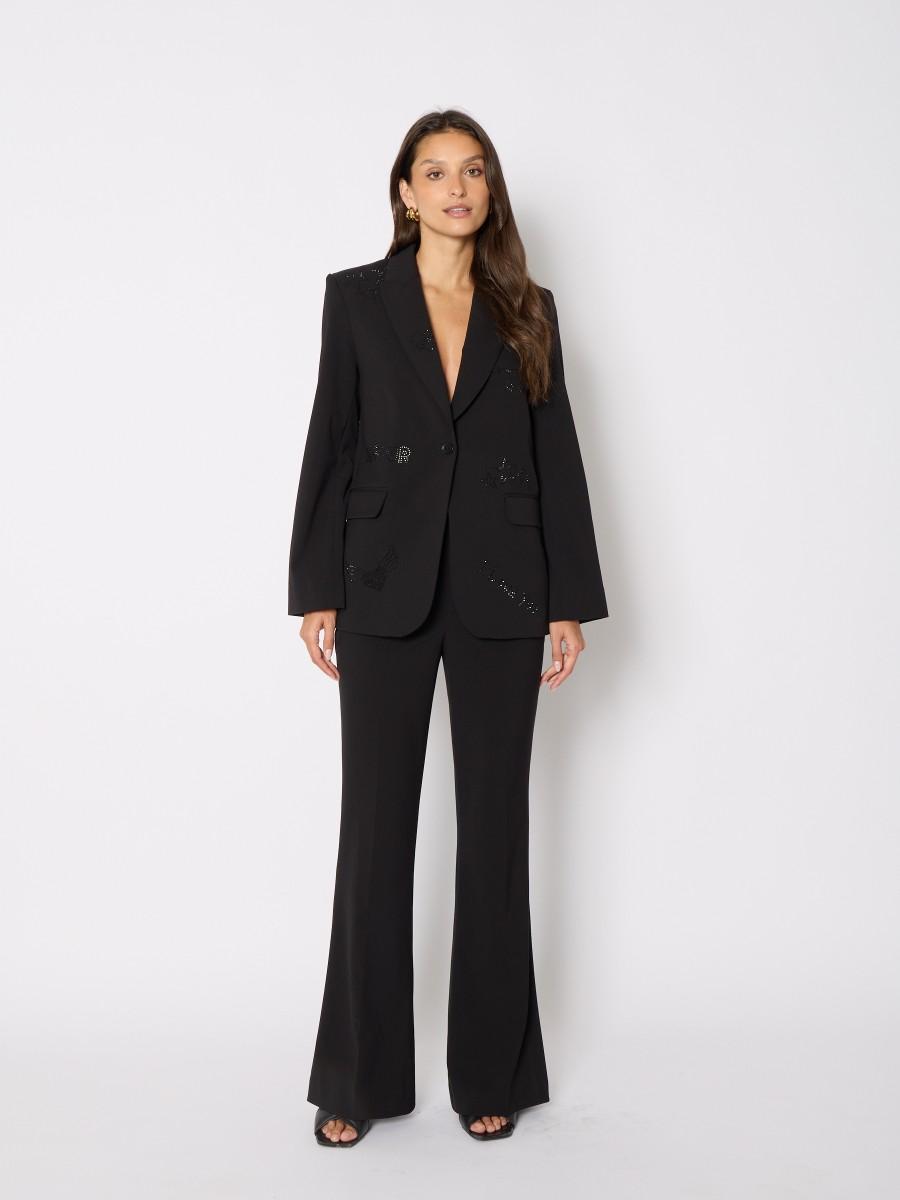 Berenice Γυναικείο Παντελόνι Flared Με Στρας Μαύρο φωτογραφία