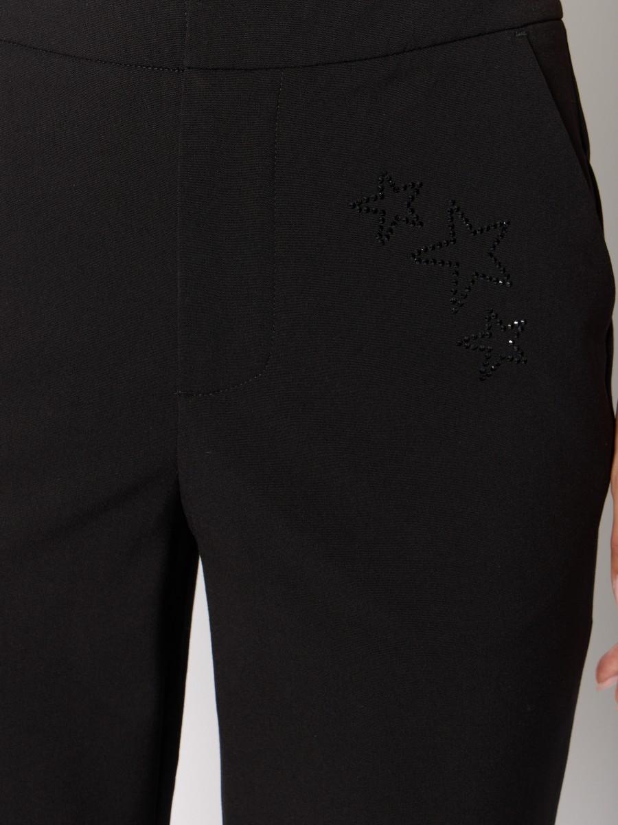 Berenice Γυναικείο Παντελόνι Flared Με Στρας Μαύρο φωτογραφία