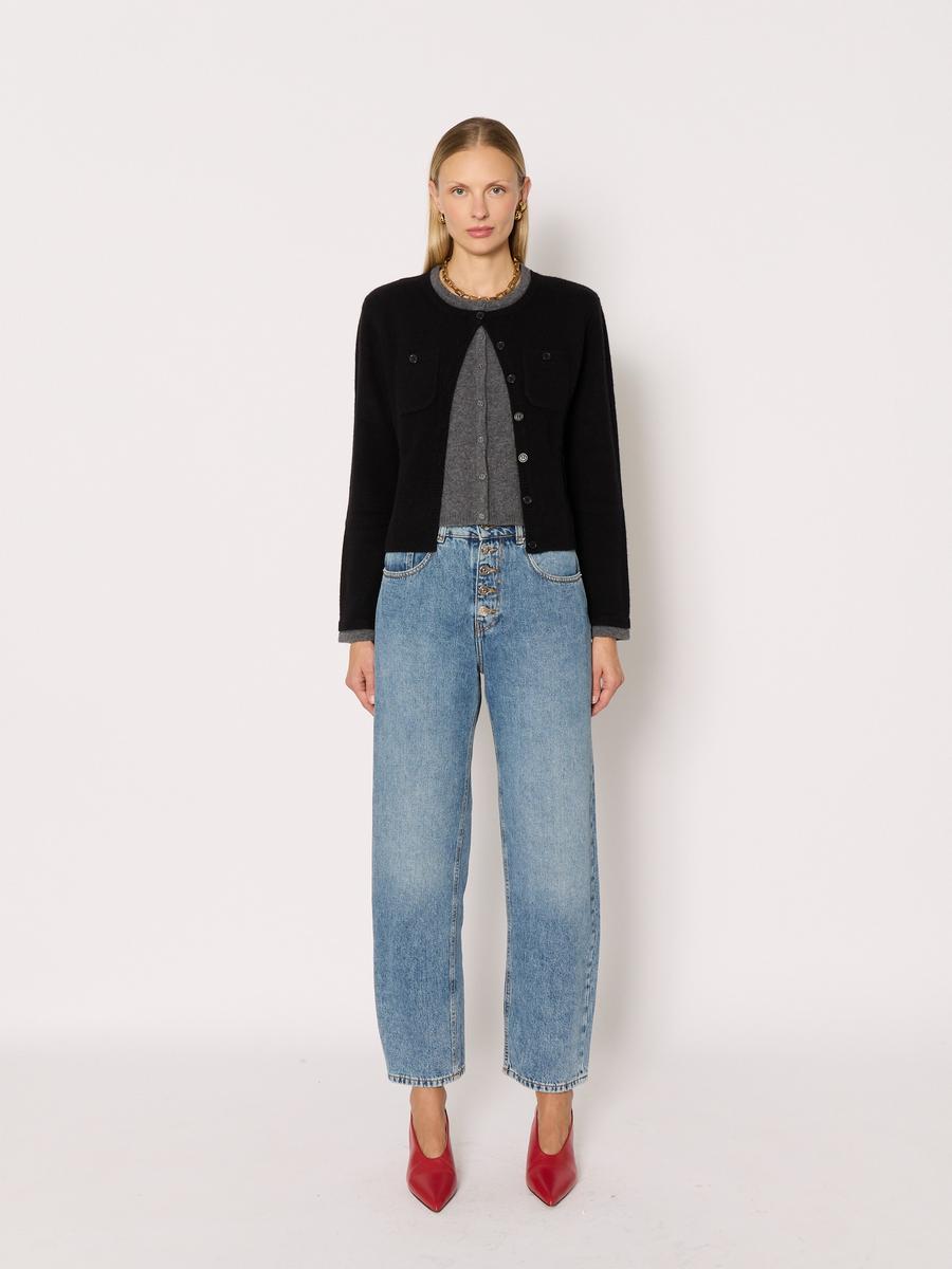 Berenice Γυναικείο Τζιν Wide-Leg Βαμβακερό Με Κουμπιά Light Denim φωτογραφία