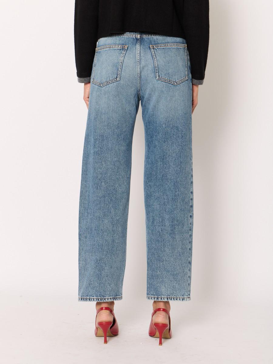 Berenice Γυναικείο Τζιν Wide-Leg Βαμβακερό Με Κουμπιά Light Denim φωτογραφία