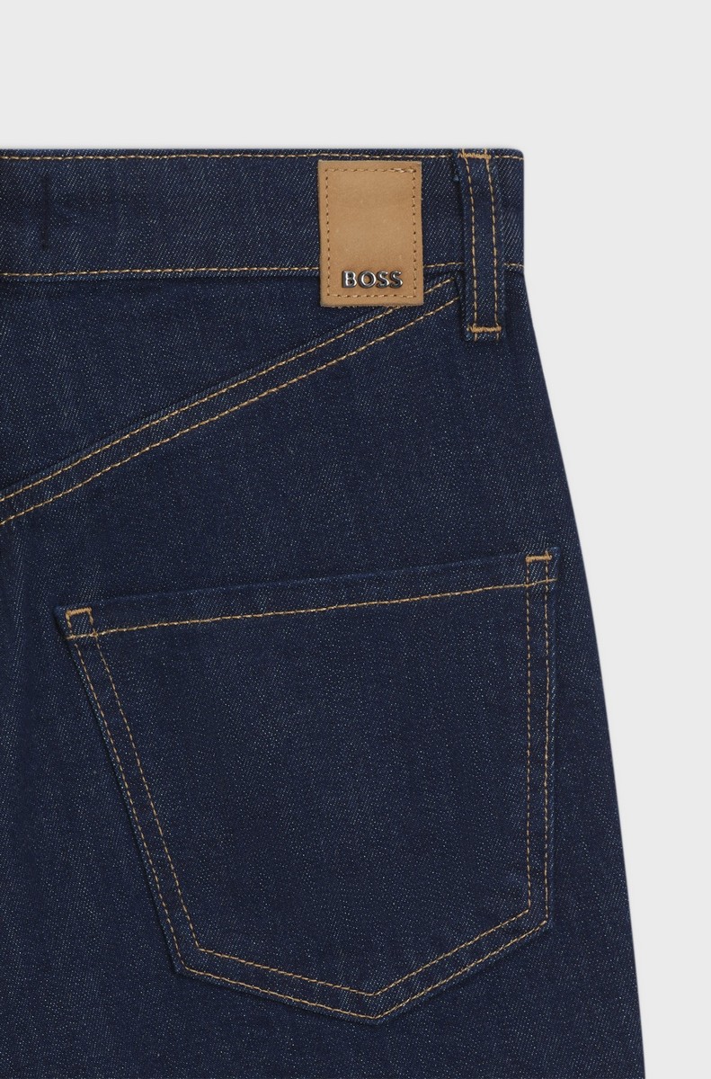 Boss Γυναικείο Τζιν Παντελόνι Straight Fit Βαμβακερό Μπλε φωτογραφία