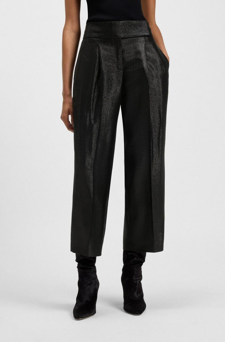 Boss Γυναικείο Παντελόνι Regular Fit Με Cropped Wide Leg