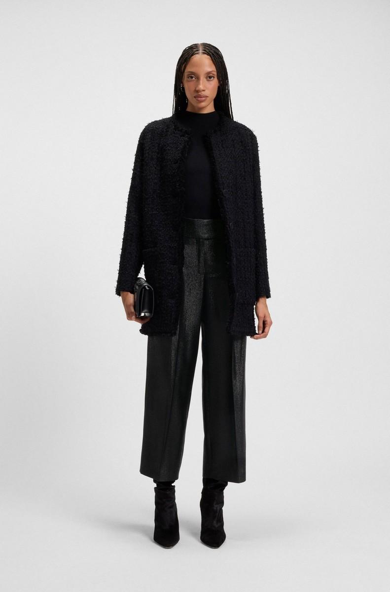 Boss Γυναικείο Παντελόνι Regular Fit Με Cropped Wide Leg
