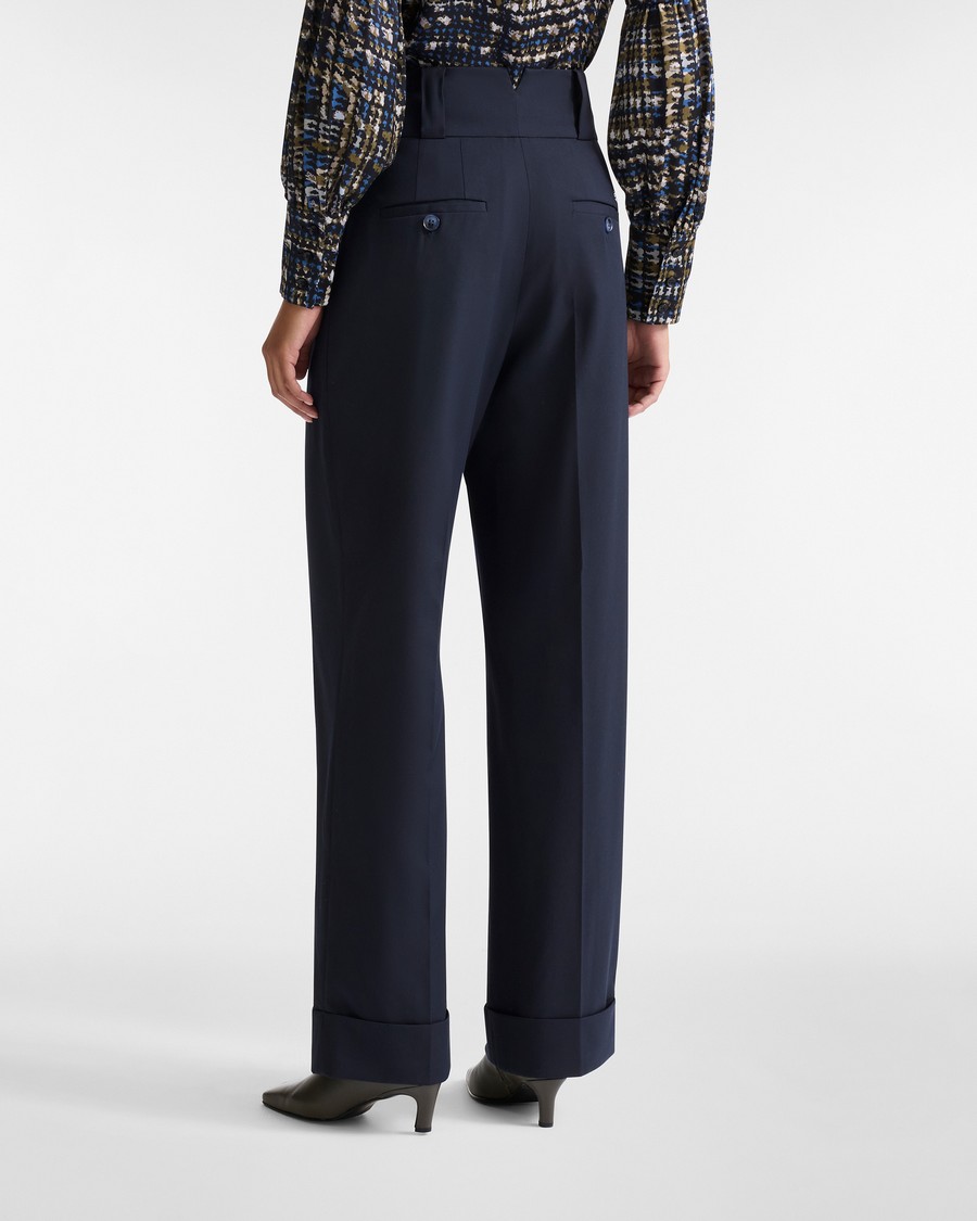 Harmont&Blaine Γυναικείο Παντελόνι High Waist Wide Leg Από Μείγμα Βισκόζης Navy Blue φωτογραφία