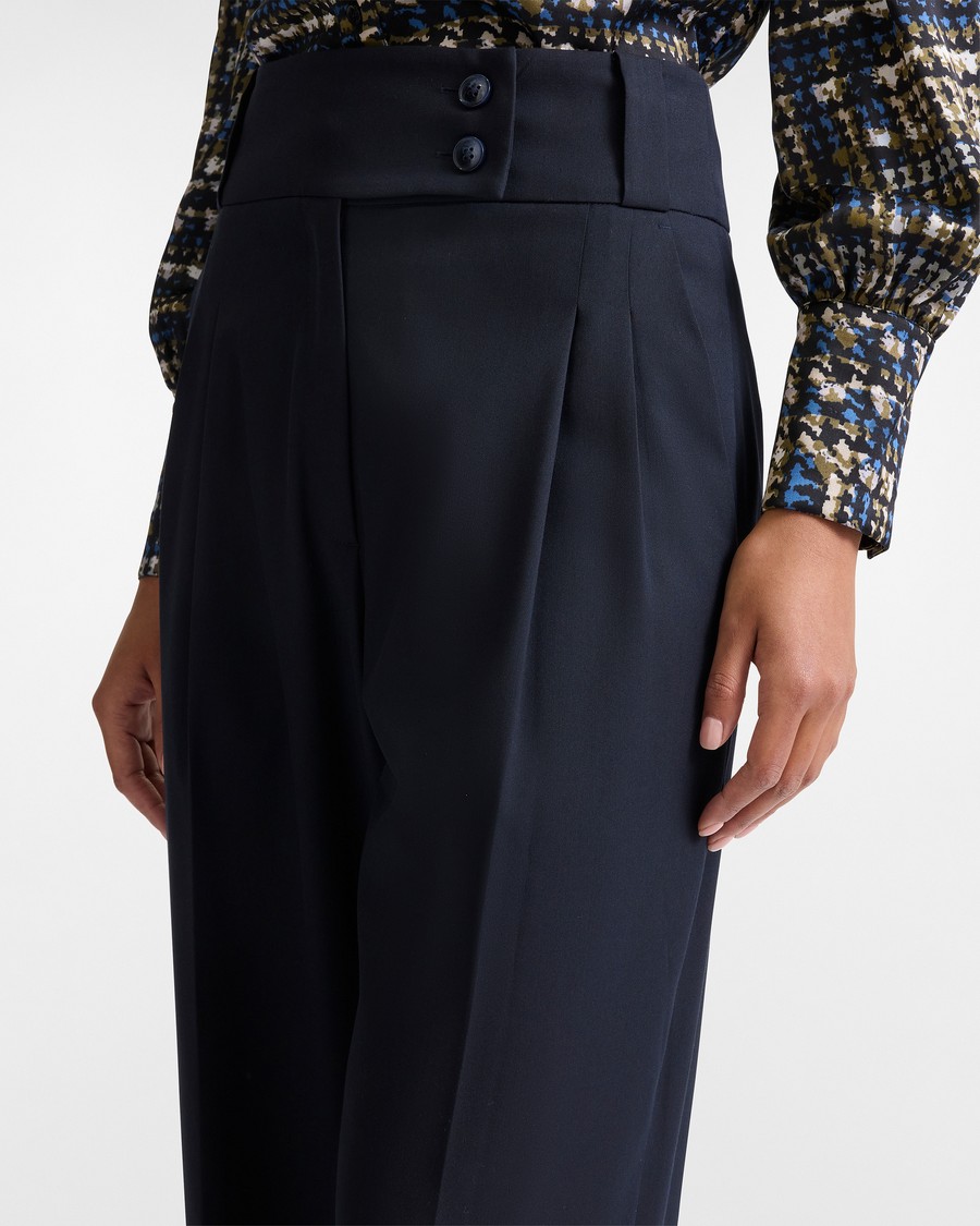 Harmont&Blaine Γυναικείο Παντελόνι High Waist Wide Leg Από Μείγμα Βισκόζης Navy Blue φωτογραφία