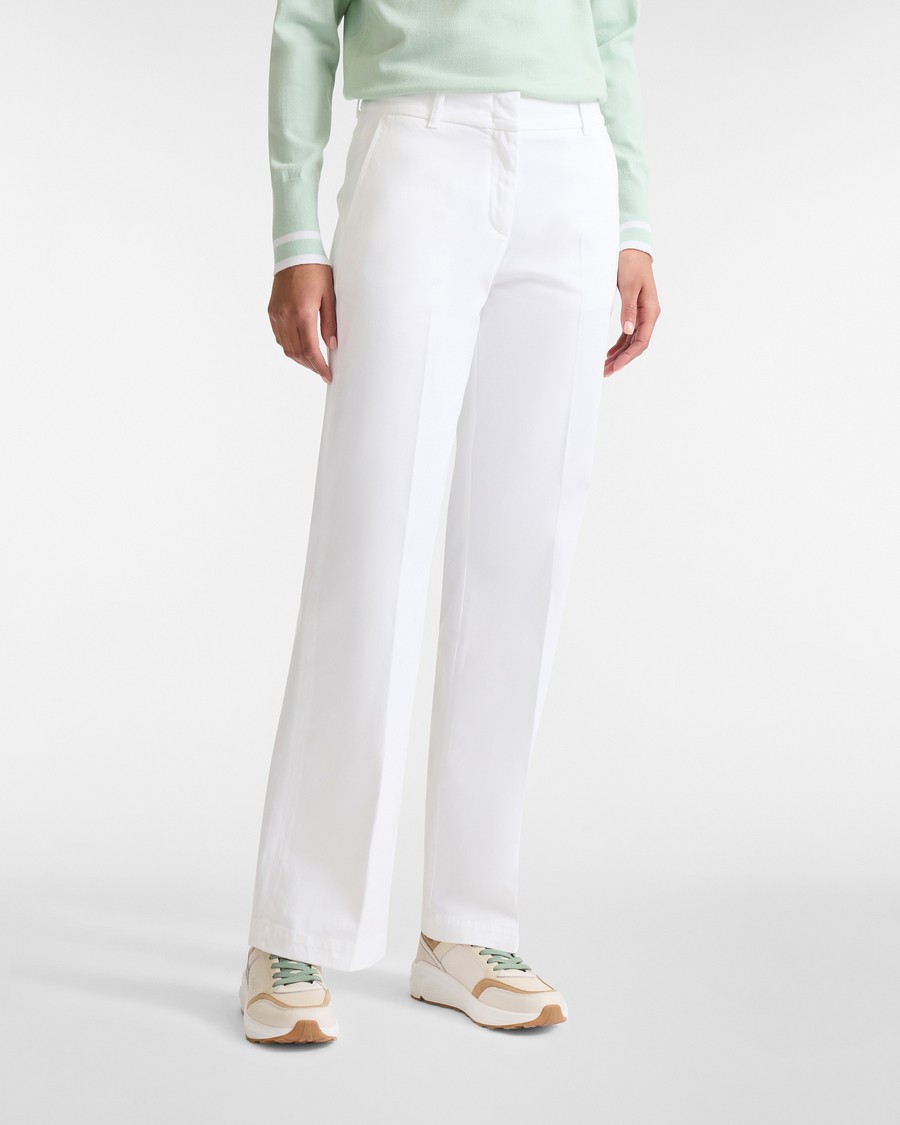 Harmont & Blaine Harmont&Blaine Γυναικείο Παντελόνι Straight Fit Από Σατέν Lyocell Και Βαμβάκι Milk White